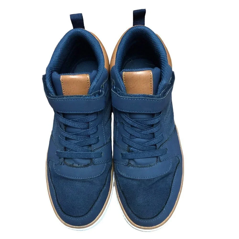The Children’s Place Boys Size 5 High Top Sneakers Hook and Loop Navy EUC